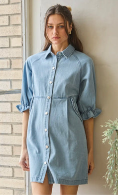 Washed Denim Shirt Dress