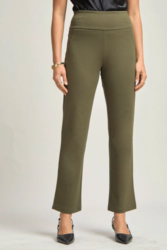 DS Magic High Slim Straight Pants-Olive
