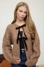 Suede Bow Cardigan