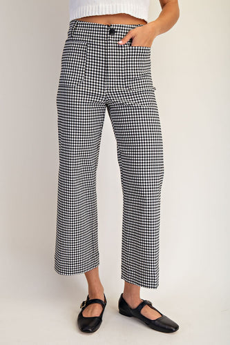 Black-White Checkered Straight Leg Pants