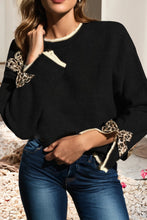 Leopard Bow Split Cuff Sweater