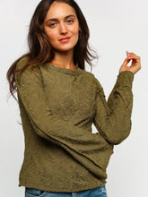 Bell Sleeve Floral Jacquard Top