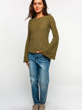 Bell Sleeve Floral Jacquard Top