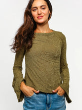 Bell Sleeve Floral Jacquard Top