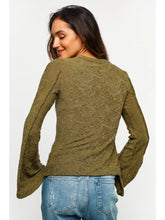 Bell Sleeve Floral Jacquard Top