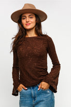 Bell Sleeve Floral Jacquard Top