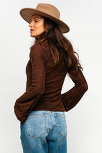 Bell Sleeve Floral Jacquard Top