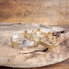 Hammered Sideways Cross Bracelet