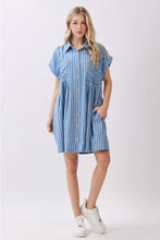 Striped Button Down Shirt Dress