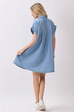 Striped Button Down Shirt Dress