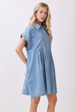 Striped Button Down Shirt Dress