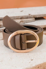 Oval Buckle Leather Belt - Taupe