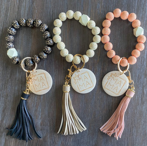Mama Beaded Keychain Wristlet