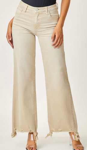 Finding My Way HR Wide Leg Jeans - Khaki