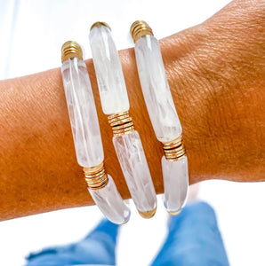 Acrylic Tube Bamboo Bracelet - Marble