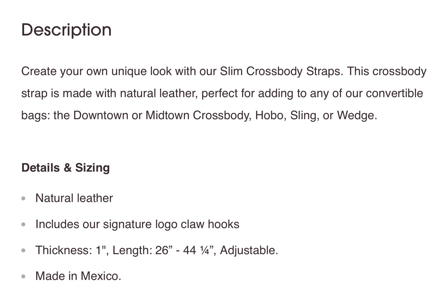 Consuela Diego Slim Leather Crossbody Strap
