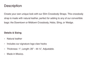 Consuela Slim Leather Crossbody Strap - Diego