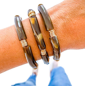 Acrylic Tube Bamboo Bracelet - Marble