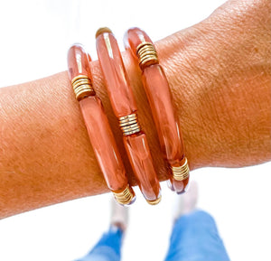 Acrylic Tube Bamboo Bracelet - Marble