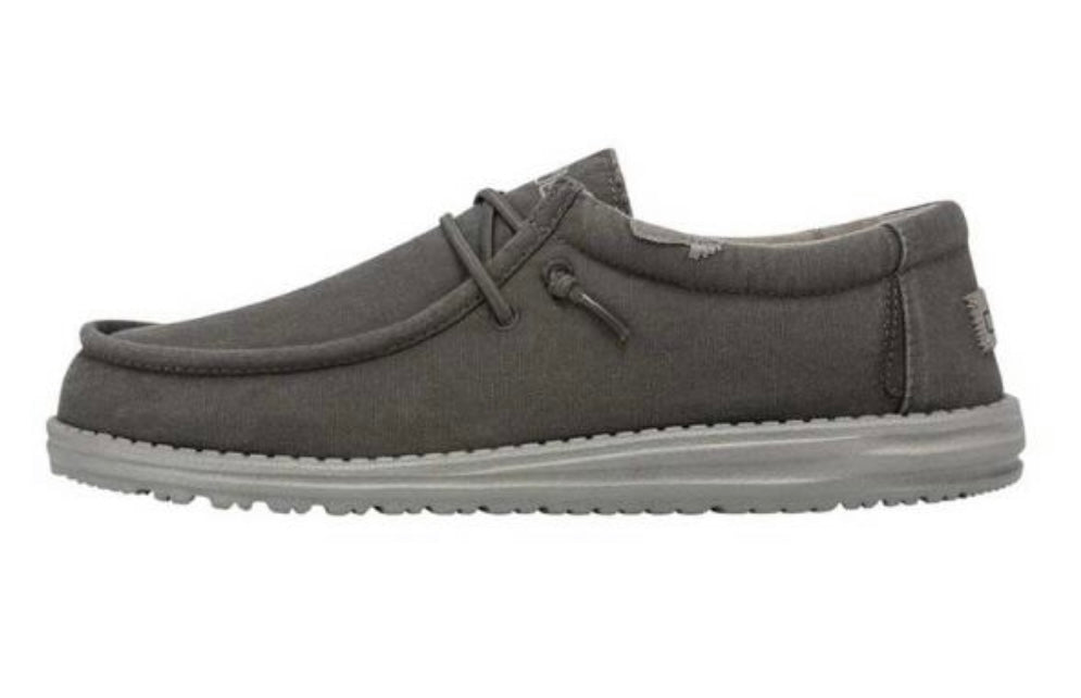  Hey Dude Men's Wally Wash Lead Size 7 Dark Grey, Men's Shoes, Men's Lace Up Loafers, Comfortable & Light-Weight