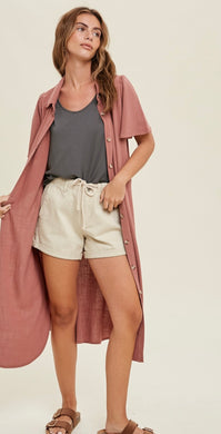 Double Up Linen Shirt Midi Dress